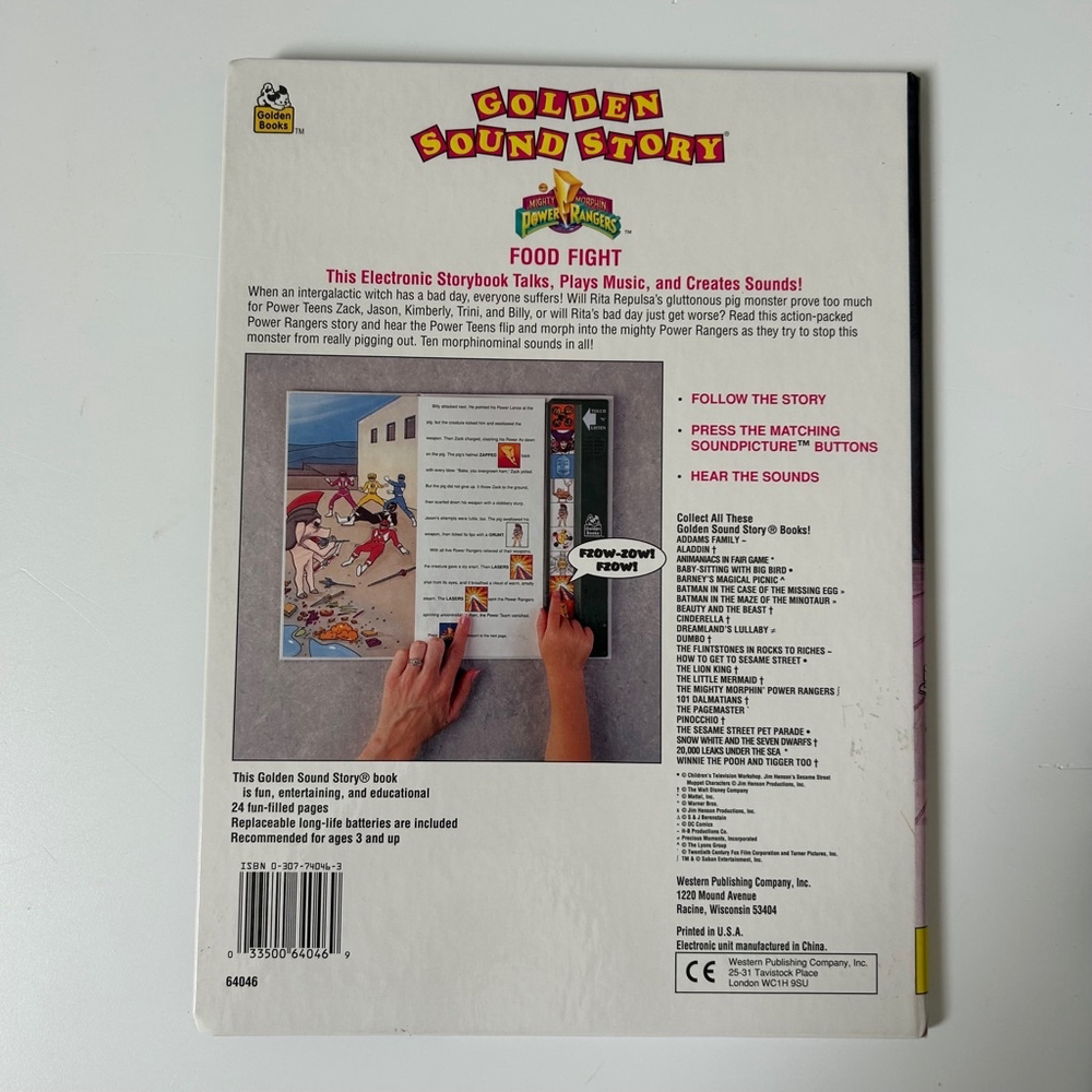 1994 Golden Books Mighty Morphin Power Rangers Food Fight Sound Story Book - Picture 7 of 8